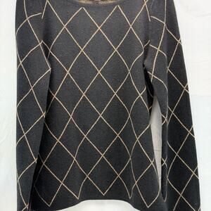 Ann Taylor women’s XS Black and Tan Diamond Pattern Sweater
